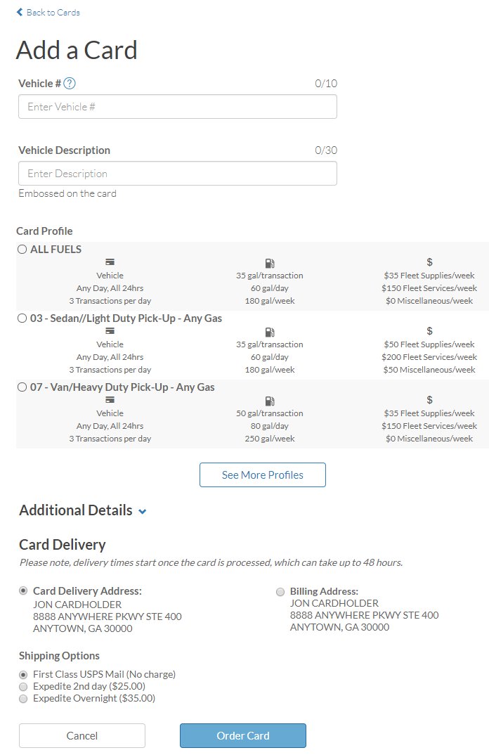 Add and Edit a Card – iFleet Help Center