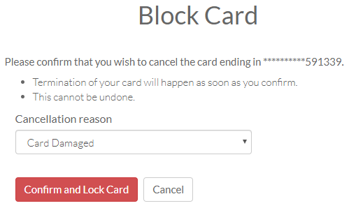 Confirm Block Card