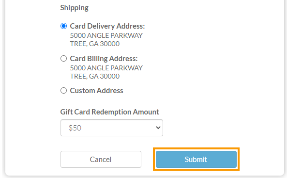 Redeem Points Shipping Section